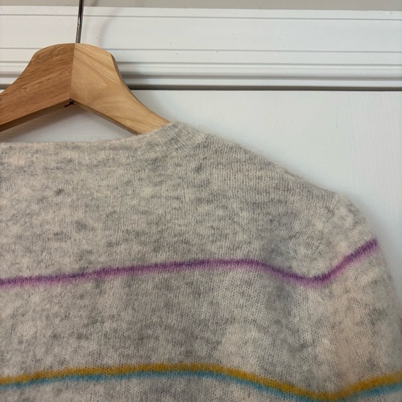Anthropologie Charli Alpaca Wool Angie Grey Striped Sweater Cozy Boho Soft XS - Picture 9 of 9